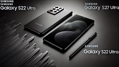 Samsung S22 Ultra, Samsung Galaxy S22 Ultra in black, showcasing its sleek design, quad-camera setup, and built-in S Pen, with a minimalist background highlighting its premium features.