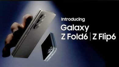 A Samsung Flip Phone opened, showcasing its foldable screen and sleek design.